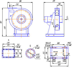Габаритный чертёж вентилятора радиального ВР 100-35 (ВЦ 5-35) -4