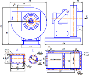 Габаритный чертёж вентилятора радиального ВР 100-35 (ВЦ 5-35) -5